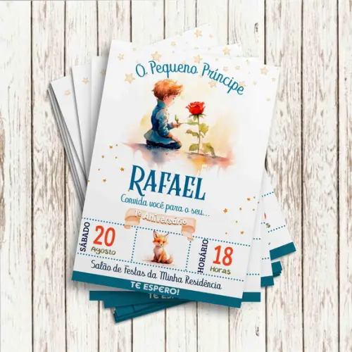 Convite Impresso - Pequeno Principe Aquarela