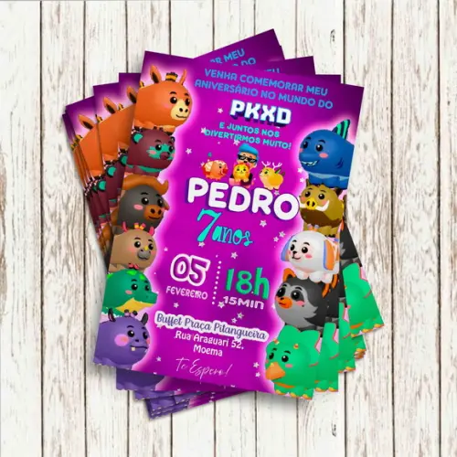 Convite Impresso - Pkxd Pets