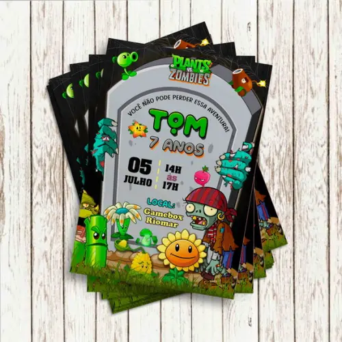 Convite Impresso - Plants Vs Zombie