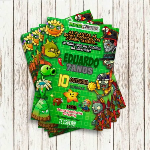 Convite Impresso - Plants Vs Zombies 02