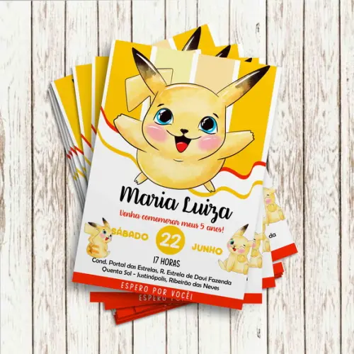 Convite Impresso - Pokemon Pikachu 03