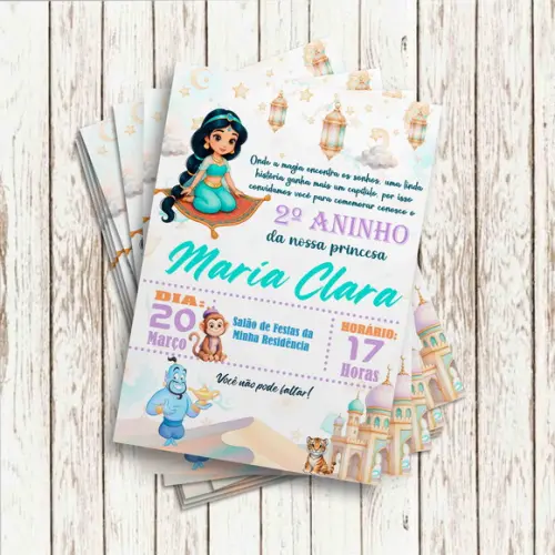 Convite Impresso - Princesa Jasmine 02