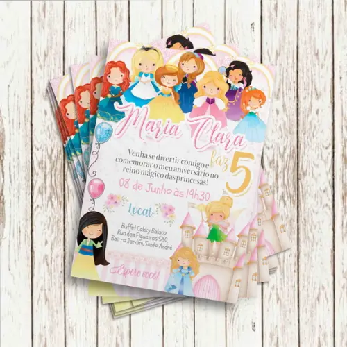 Convite Impresso - Princesas Disney Cute