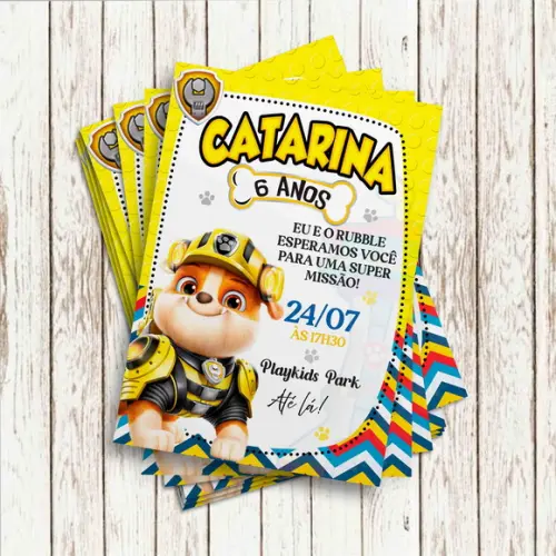 Convite Impresso - Rubble/ Patrulha Canina