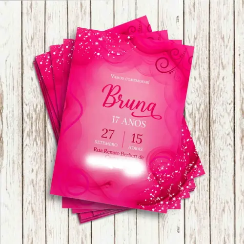 Convite Impresso - sem Tema / Rosa Pink