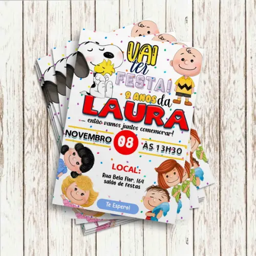 Convite Impresso - Snoopy e Sua Turma