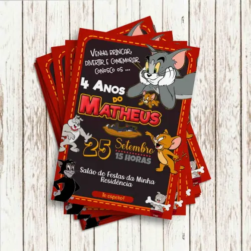 Convite Impresso - Tom e Jerry