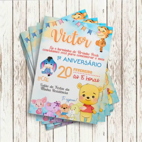 Convite Impresso - Ursinho Pooh