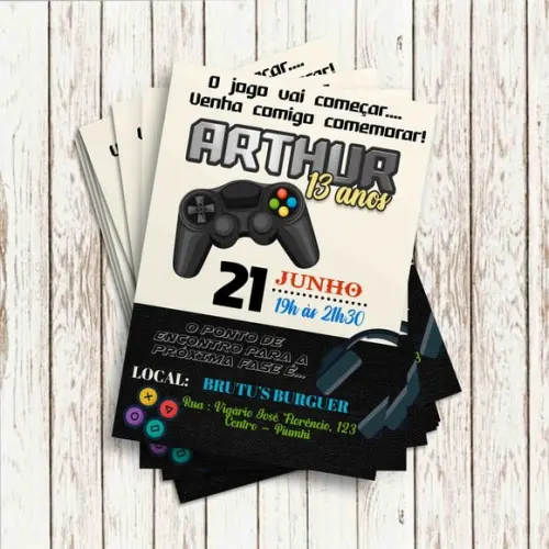 Convite Impresso - Video Game / Gamer
