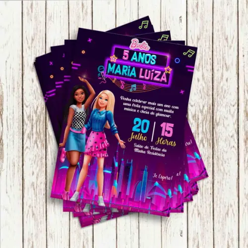 Convite Impresso (10 x 15) - Barbie Big City Big Dreams