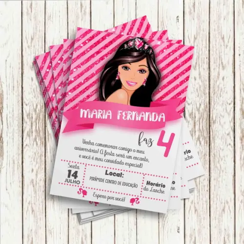 Convite Impresso (10 x 15) - Barbie Morena