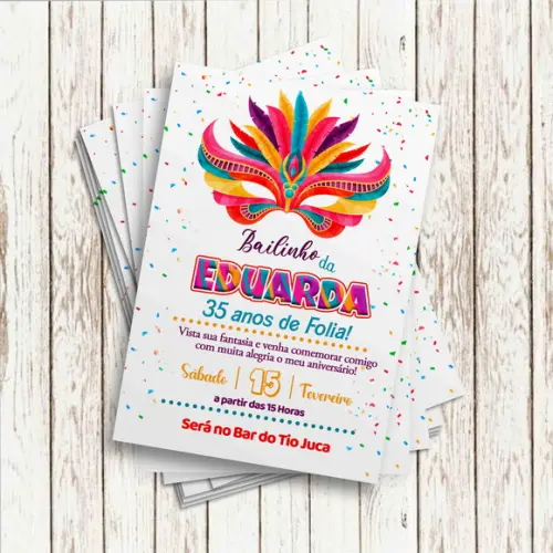 Convite Impresso (10 x 15) - Carnaval