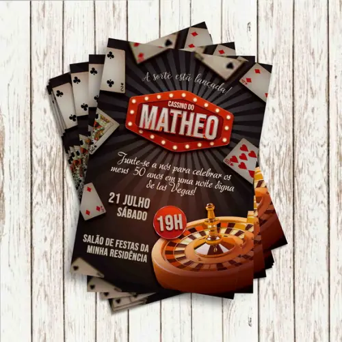 Convite Impresso (10 x 15) - Cassino / Poker