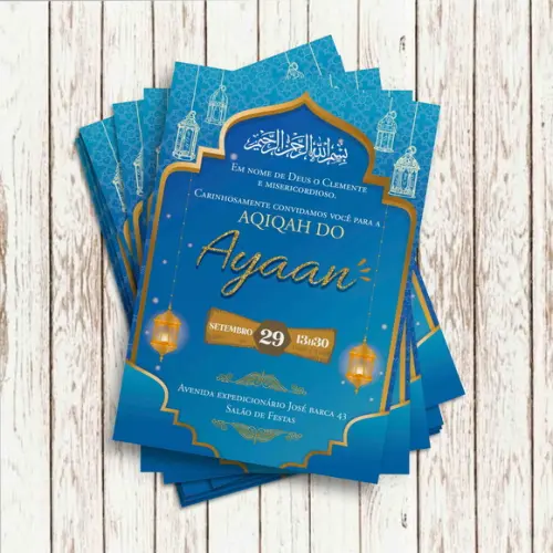 Convite Impresso (10 x 15) - Cha de Bebe/ Aqiqah Islamico