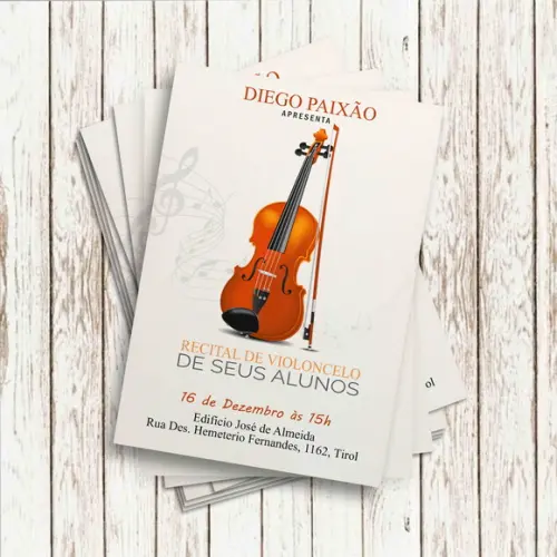 Convite Impresso (10 x 15) - Recital Violoncelo