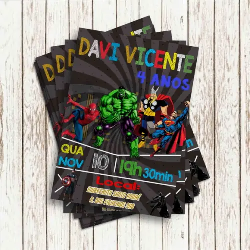 Convite Impresso (10 x 15) - Vingadores