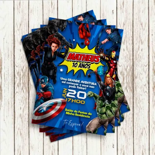 Convite Impresso (10x15) - Avengers/vingadores