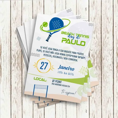 Convite Impresso (10x15) - Beach Tennis Clean