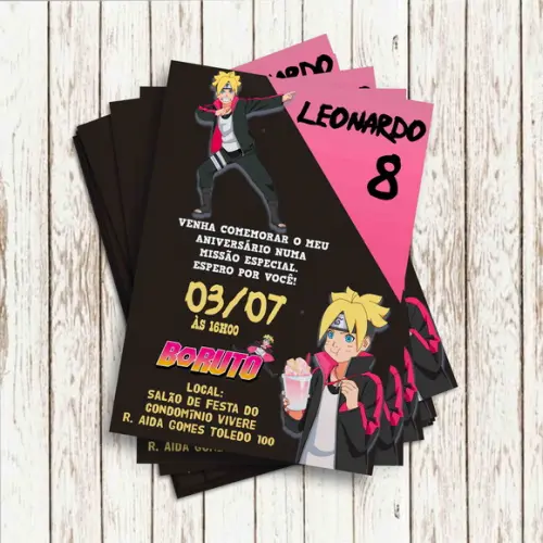 Convite Impresso (10x15) - Boruto