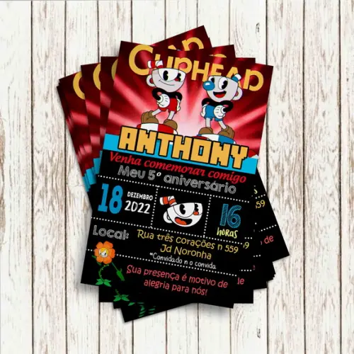 Convite Impresso (10x15) - Cuphead