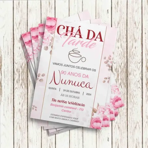 Convite Impresso (10x15) - Floral Cha da Tarde