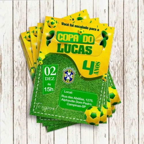 Convite Impresso (10x15) - Futebol Copa