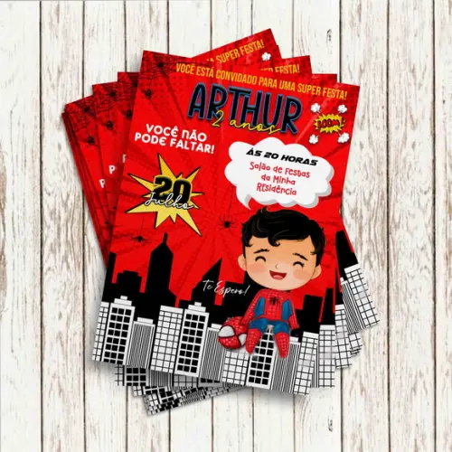 Convite Impresso (10x15) - Homem Aranha Baby