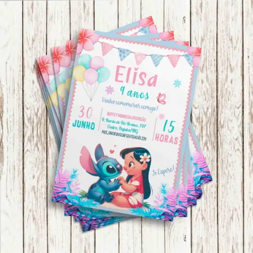 Convite Impresso (10x15) - Lilo e Stitch