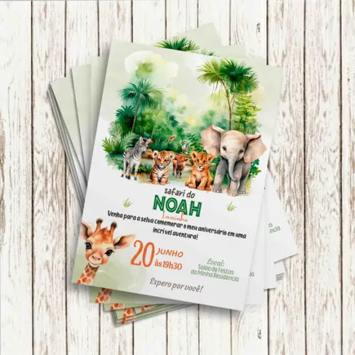 Convite Impresso (10x15) - Safari Baby Realista