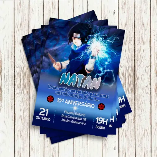 Convite Impresso (10x15) - Sasuke