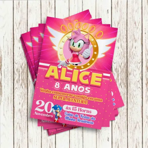 Convite Impresso (10x15) - Sonic Amy Rose