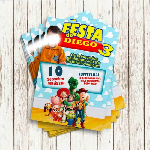 Convite Impresso (10x15)- Toy Story com Foto