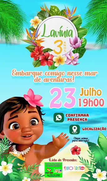 Convite Interativo - Moana Baby