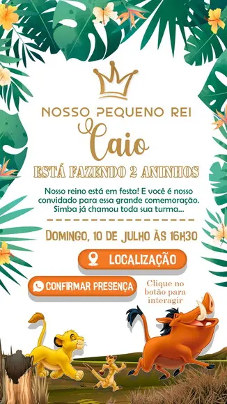 Convite Interativo - O Rei Leão