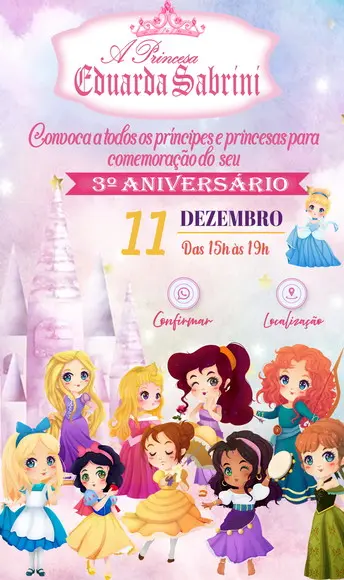 Convite Interativo - Princesas