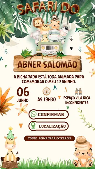 Convite Interativo - Safari Menino