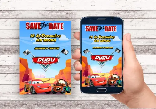 Convite Save The Date - Carros