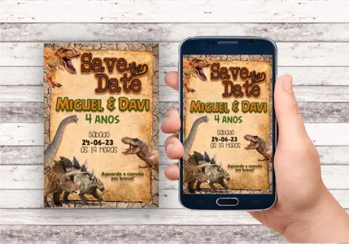 Convite Save The Date - Dinossauro 02