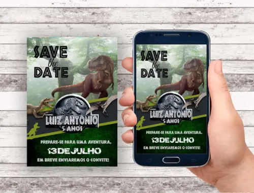 Convite Save The Date - Dinossauro/ Jurassic Park