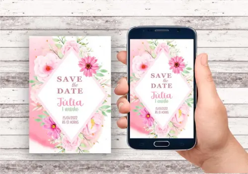 Convite Save The Date - Floral