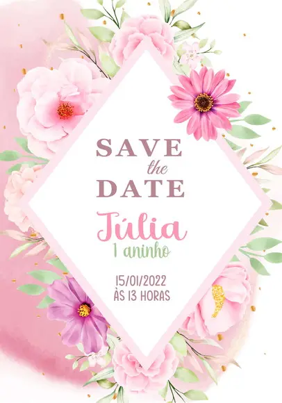 Convite Save The Date - Floral