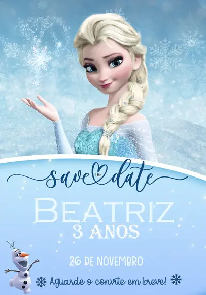 Convite Save The Date - Frozen
