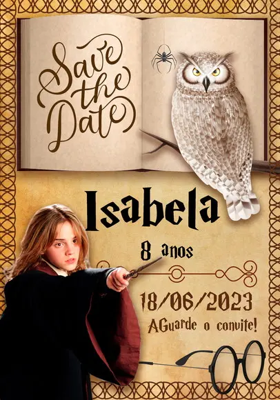 Convite Save The Date - Harry Potter - Hermione