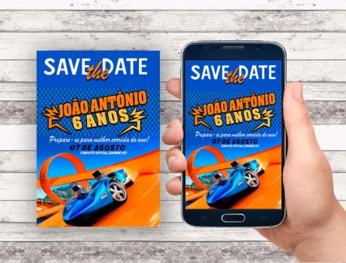 Convite Save The Date - Hot Wheels