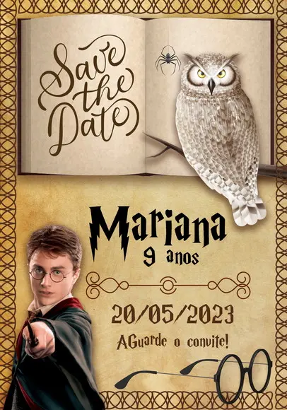 Convite Save The Date - Harry Potter 02