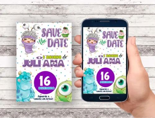 Convite Save The Date - Monstros Sa