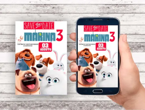 Convite Save The Date - Pets Vida Secreta dos Bichos