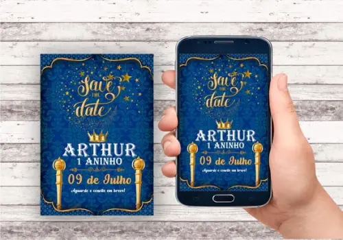 Convite Save The Date - Realeza Menino