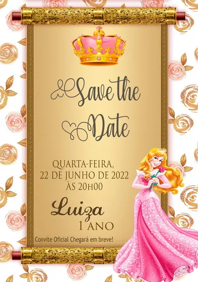 Convite Save The Date Princesa Aurora
