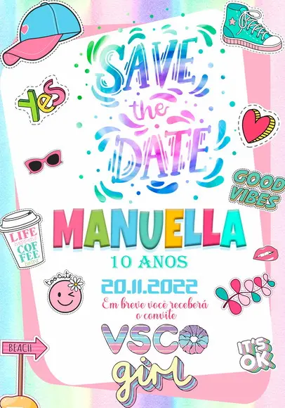 Convite Save The Date - Vsco Girl